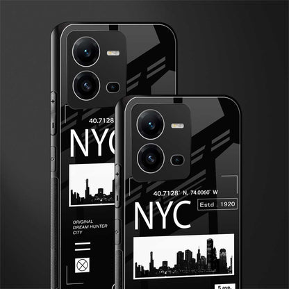 nyc back phone cover | glass case for vivo v25-5g