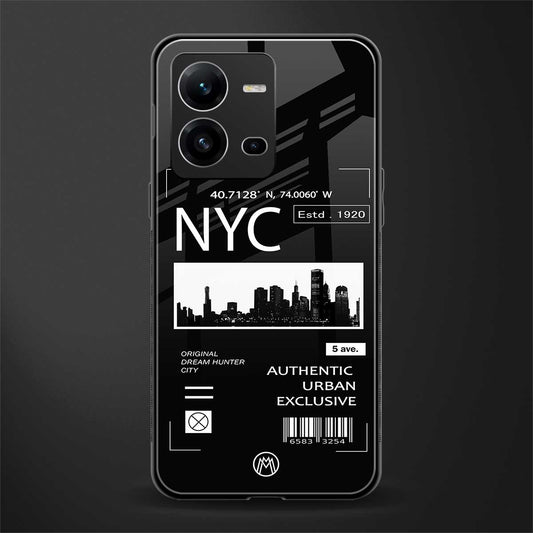 nyc back phone cover | glass case for vivo v25-5g