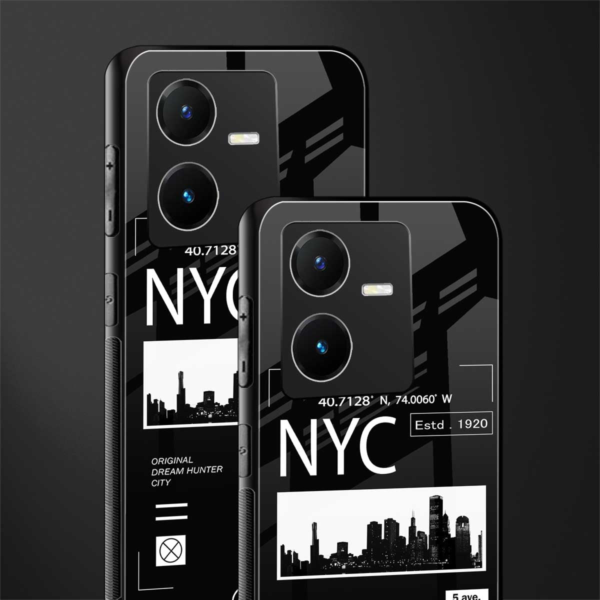 nyc back phone cover | glass case for vivo y22
