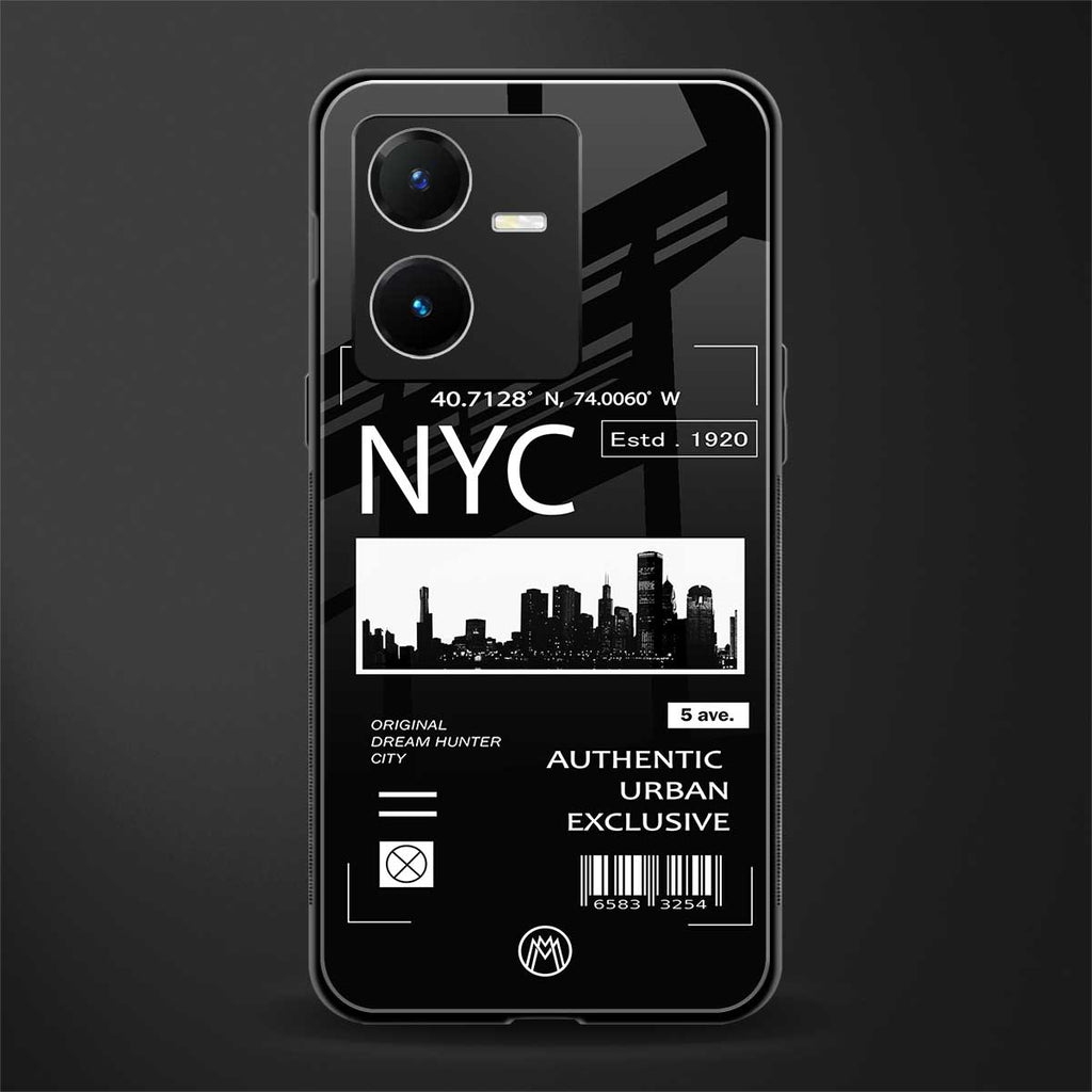 nyc back phone cover | glass case for vivo y22