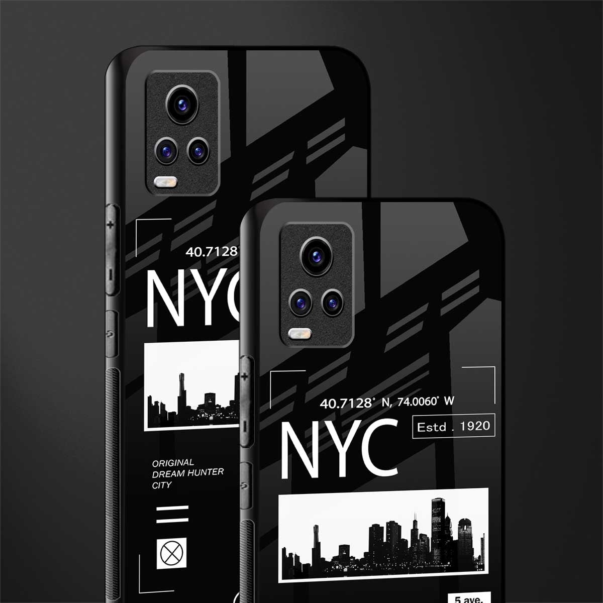 nyc back phone cover | glass case for vivo v21e 4g