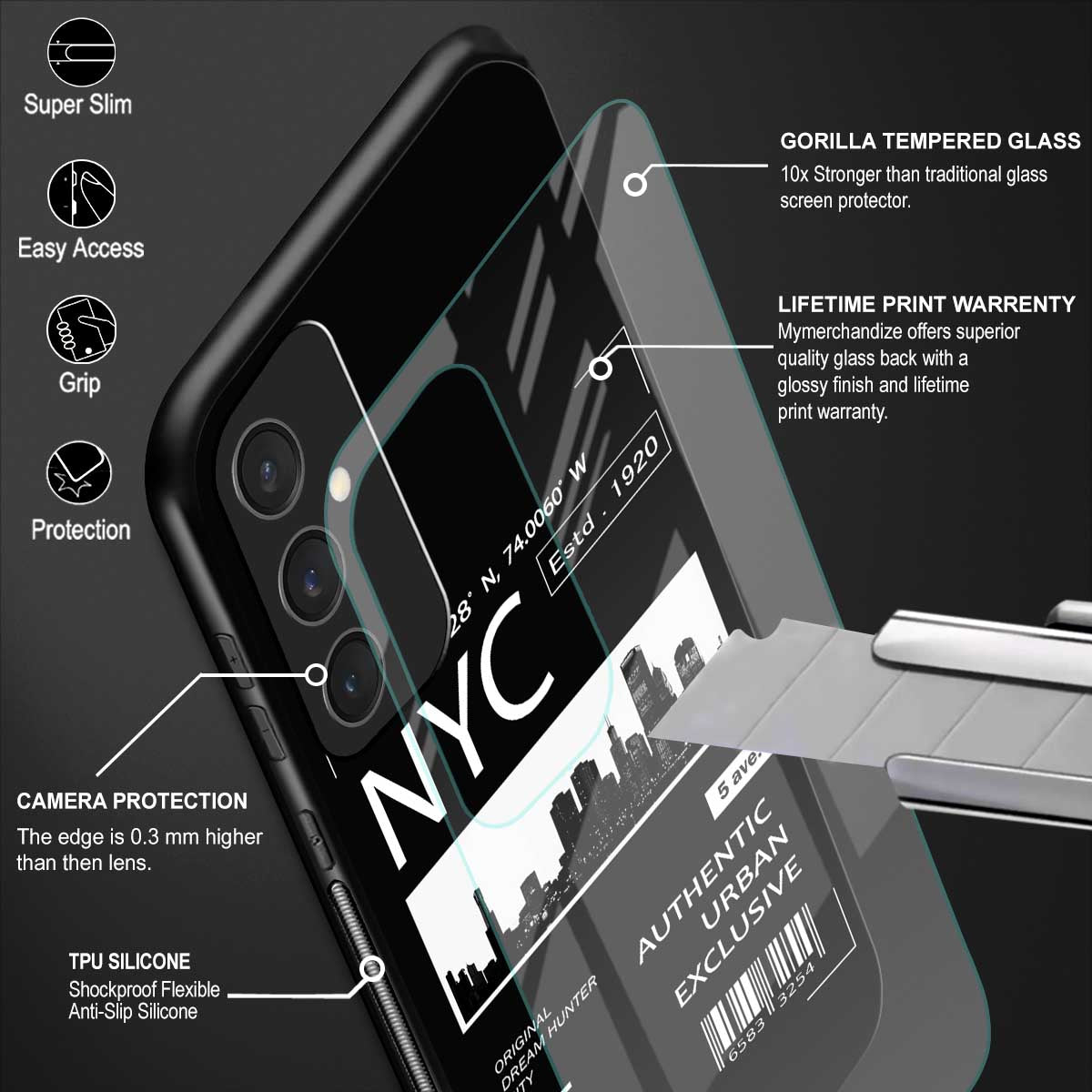 nyc back phone cover | glass case for samsung galaxy s23 fe 5g