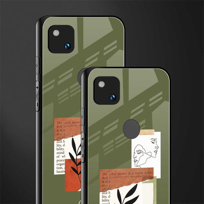 olive brown art back phone cover | glass case for google pixel 4a 4g