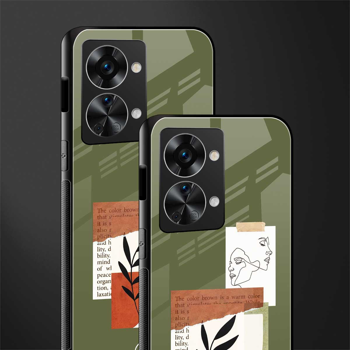 olive brown art glass case for phone case | glass case for oneplus nord 2t 5g