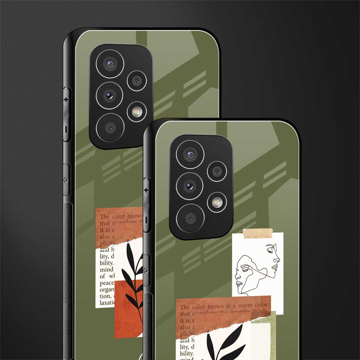 olive brown art back phone cover | glass case for samsung galaxy a23