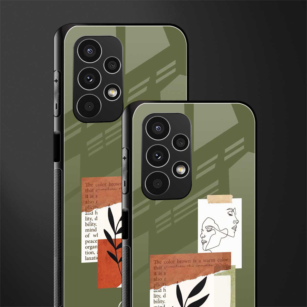 olive brown art back phone cover | glass case for samsung galaxy a13 4g