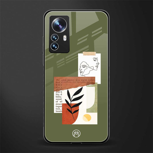 olive brown art back phone cover | glass case for xiaomi 12 pro