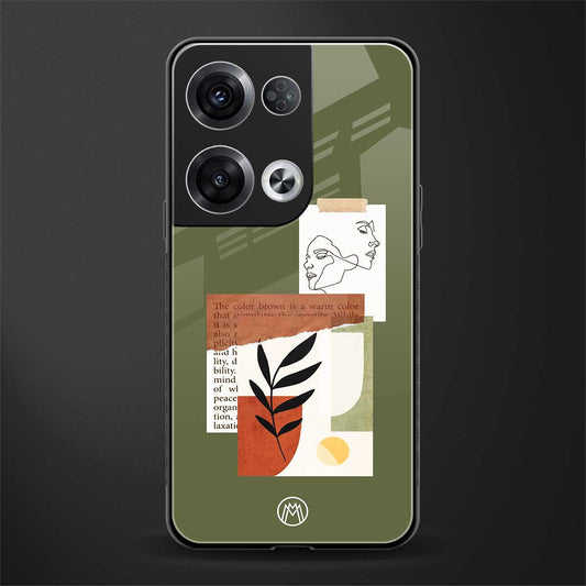 olive brown art back phone cover | glass case for oppo reno 8