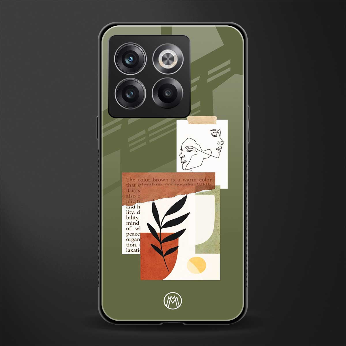 olive brown art back phone cover | glass case for oneplus 10t