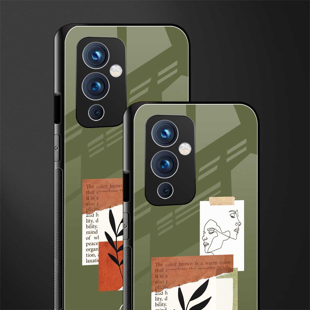 olive brown art back phone cover | glass case for oneplus 9