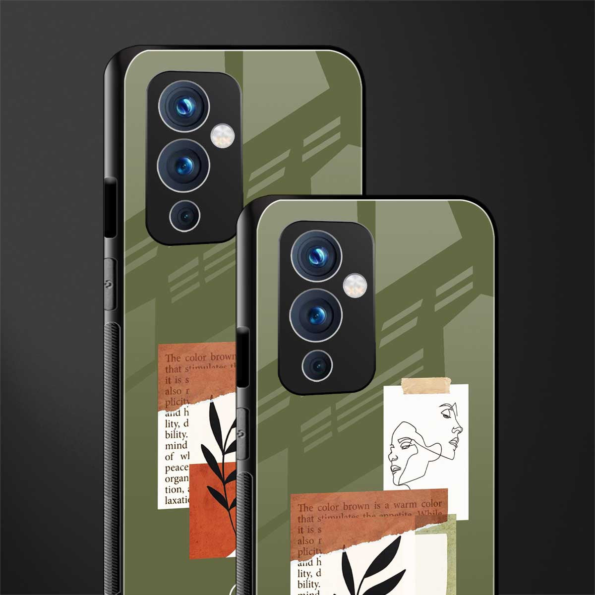 olive brown art back phone cover | glass case for oneplus 9