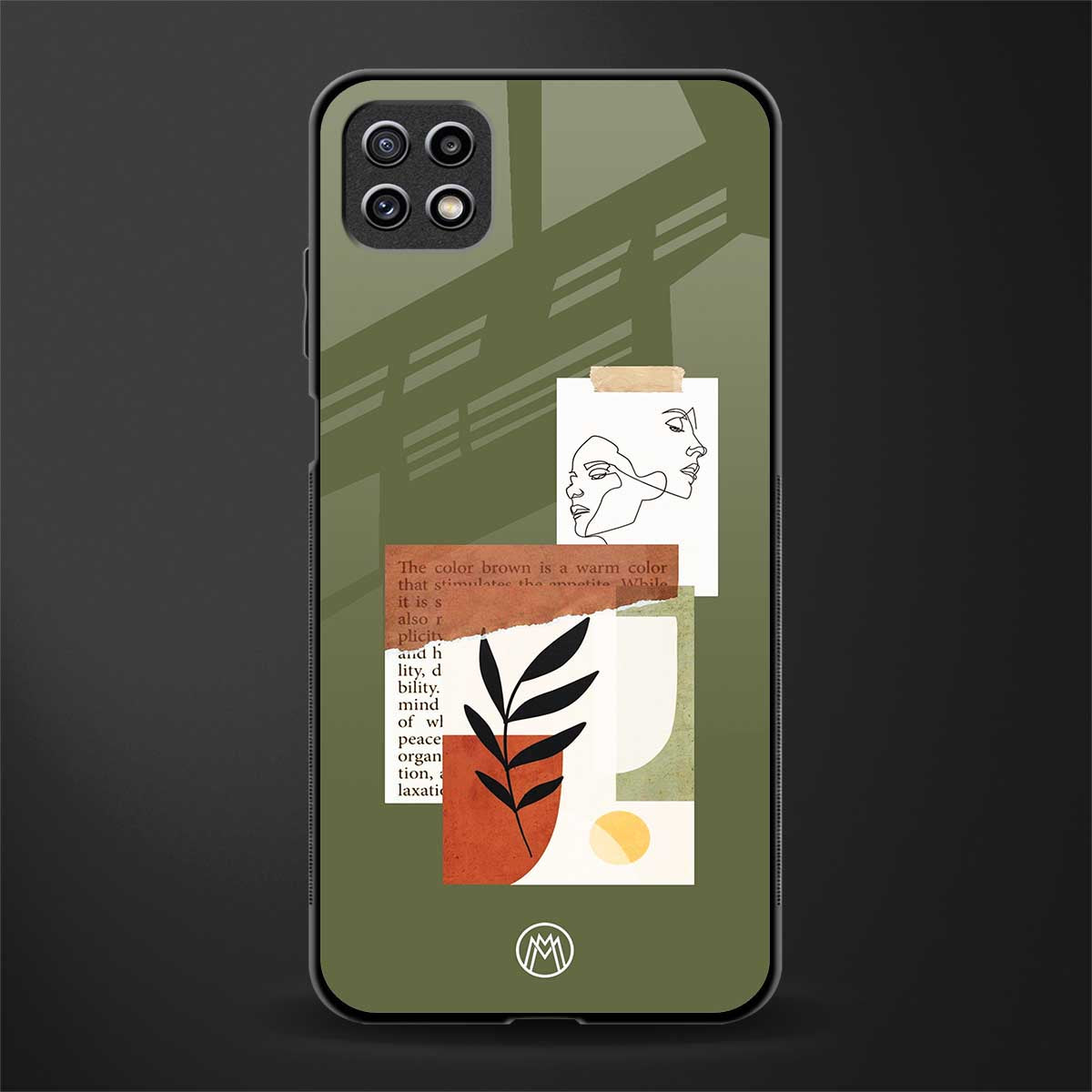olive brown art back phone cover | glass case for samsung galaxy f42