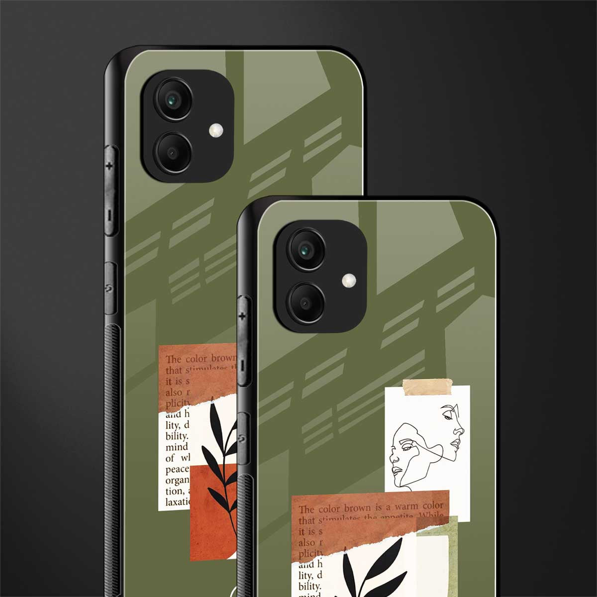 olive brown art back phone cover | glass case for samsung galaxy a04