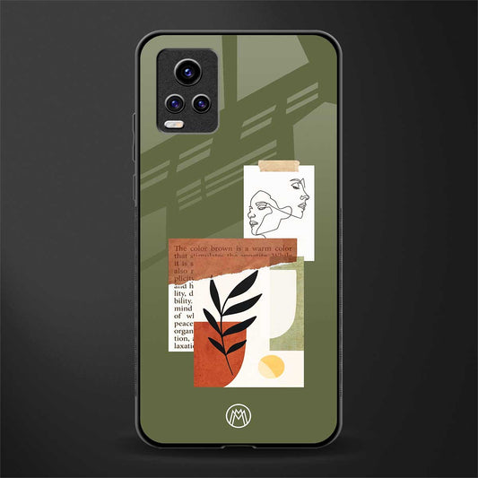 olive brown art back phone cover | glass case for vivo v21e 4g