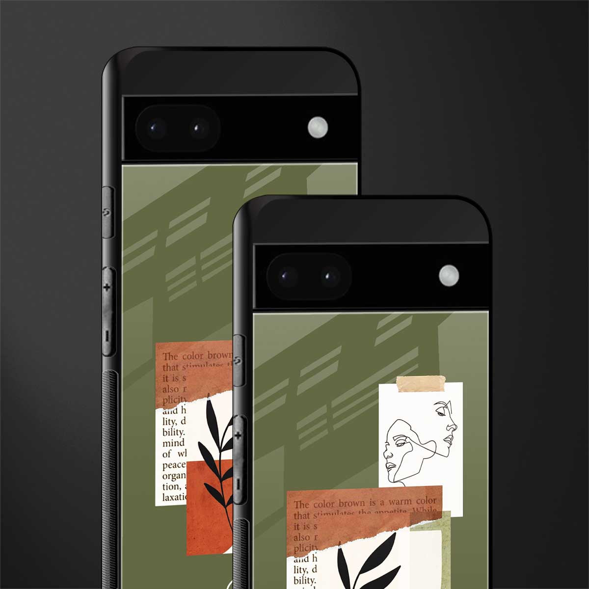 olive brown art back phone cover | glass case for google pixel 6a