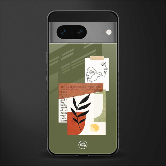 olive brown art back phone cover | glass case for google pixel 7