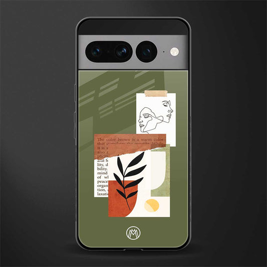 olive brown art back phone cover | glass case for google pixel 7 pro