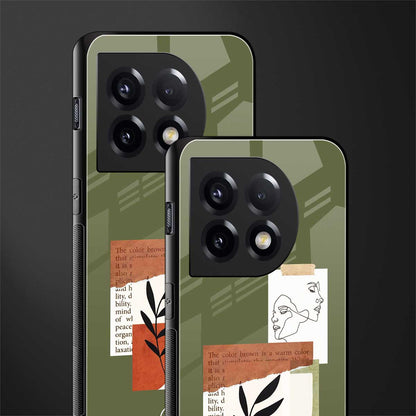 olive brown art back phone cover | glass case for oneplus 11