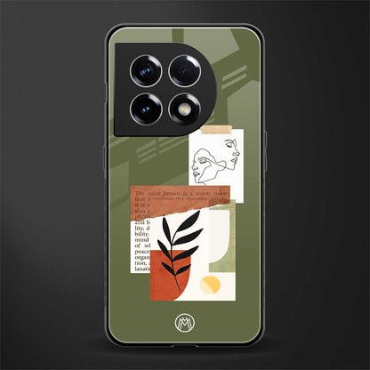 olive brown art back phone cover | glass case for oneplus 11