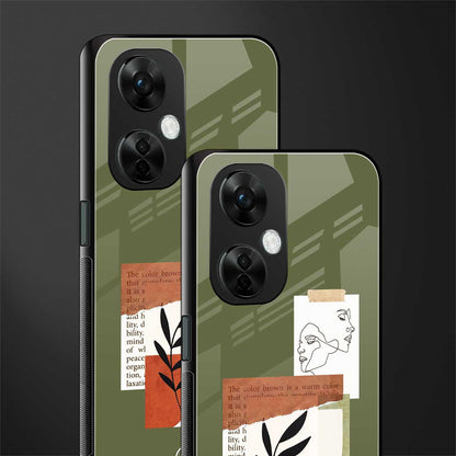 olive brown art back phone cover | glass case for oneplus nord ce 3 lite