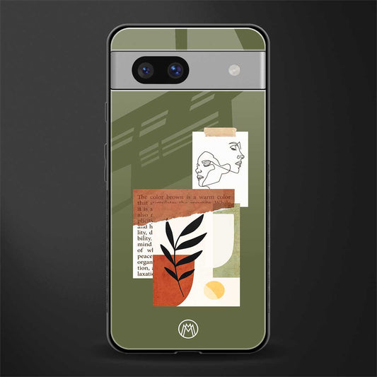 olive brown art back phone cover | glass case for Google Pixel 7A