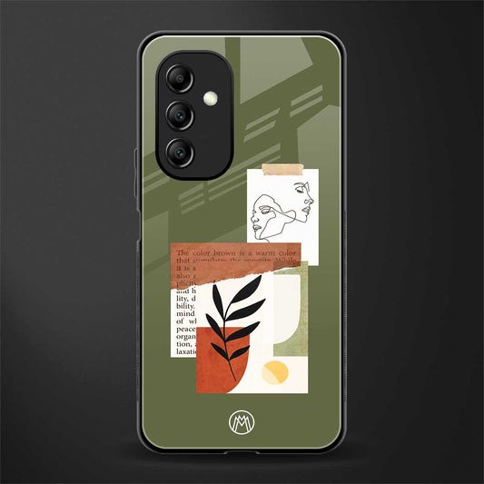 olive brown art back phone cover | glass case for samsung galaxy a14 5g