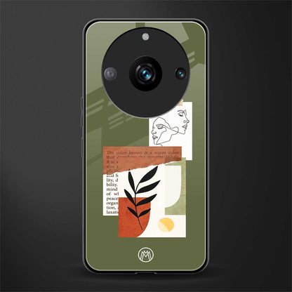 olive brown art back phone cover | glass case for realme 11 pro 5g