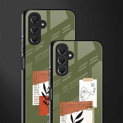 olive brown art back phone cover | glass case for samsun galaxy a24 4g