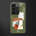 olive brown art back phone cover | glass case for vivo v27 pro 5g