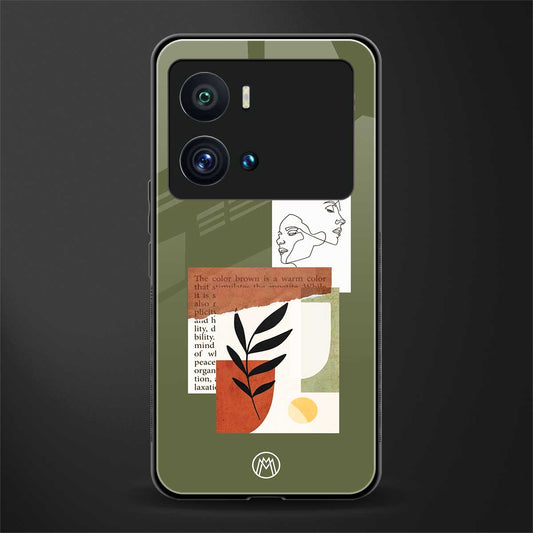 olive brown art back phone cover | glass case for iQOO 9 Pro
