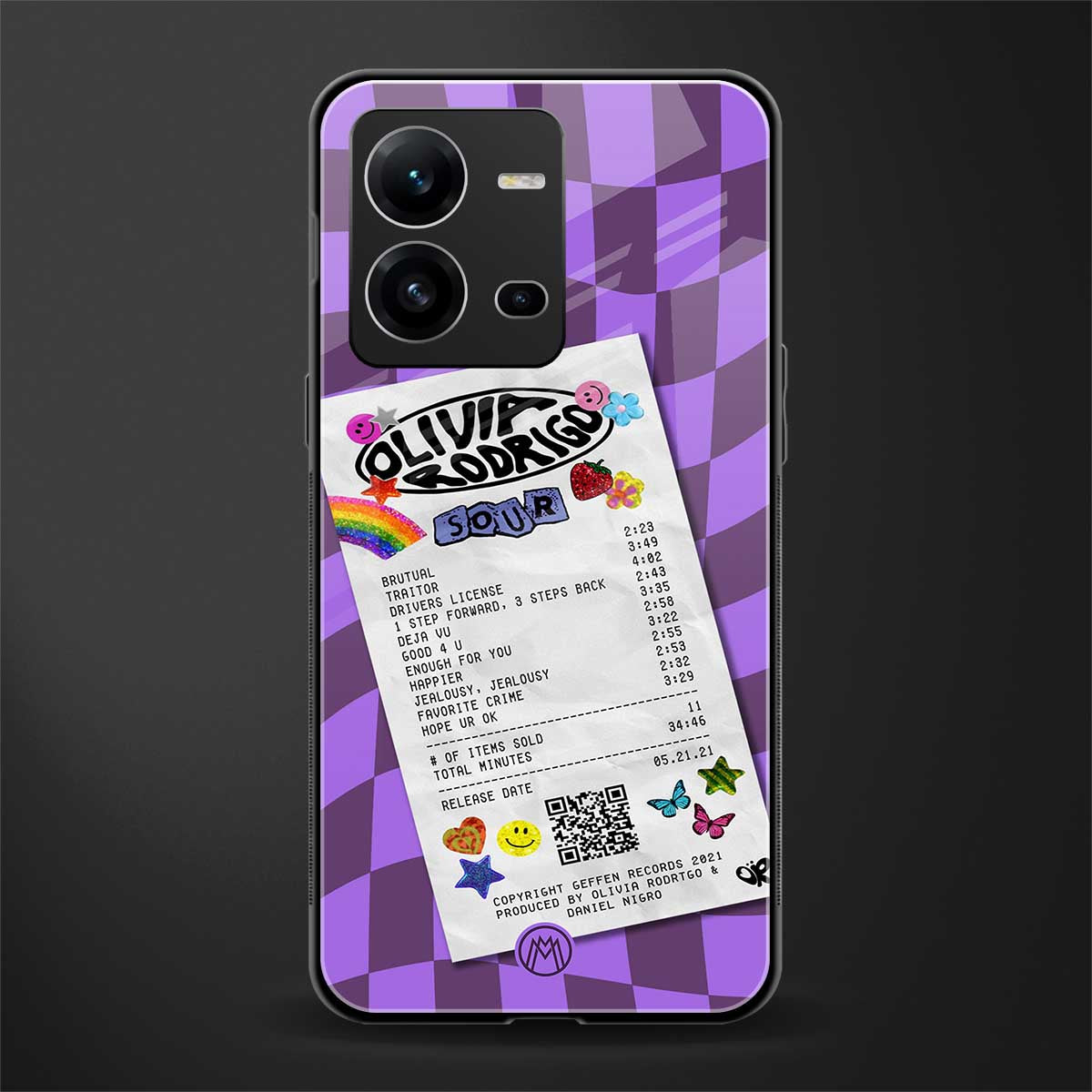 olivia rodrigo back phone cover | glass case for vivo v25-5g