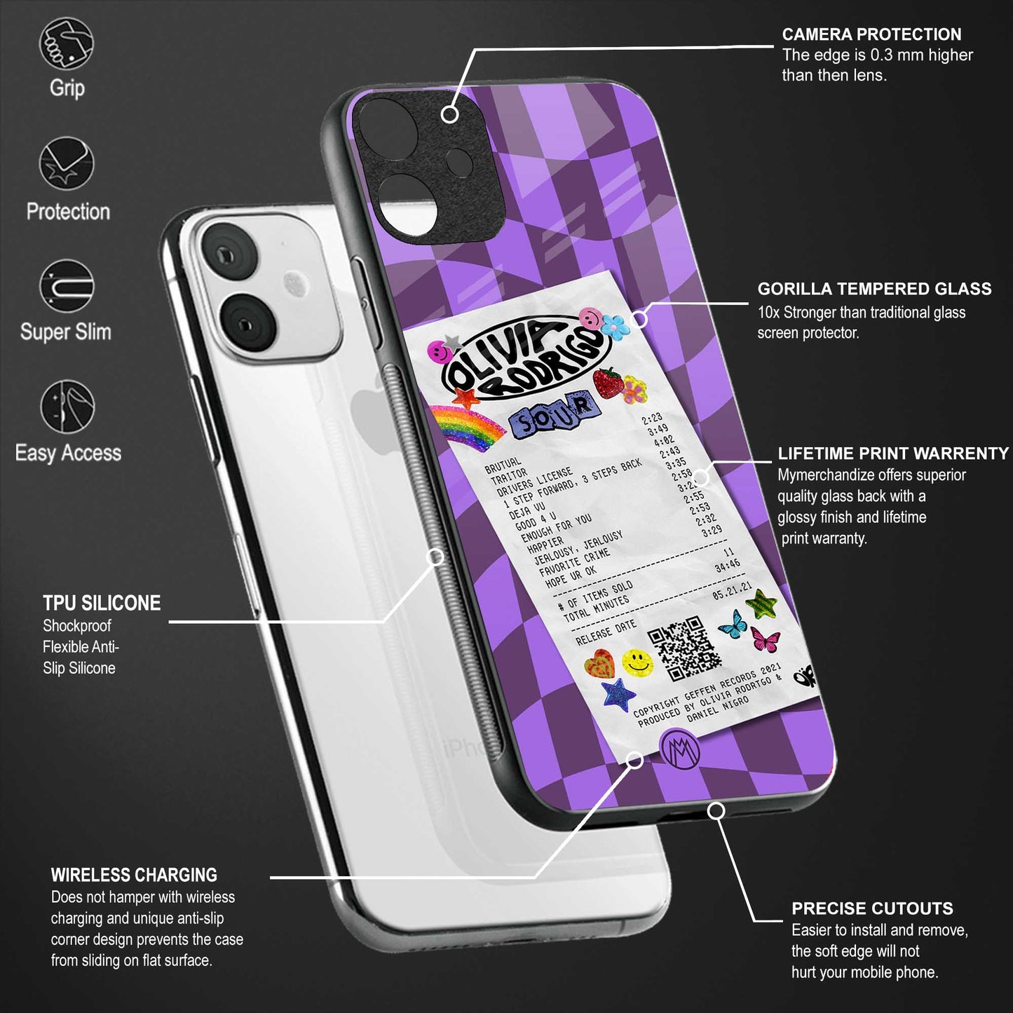 olivia rodrigo back phone cover | glass case for redmi note 11 pro plus 4g/5g