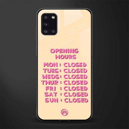 opening hours glass case for samsung galaxy a31 image