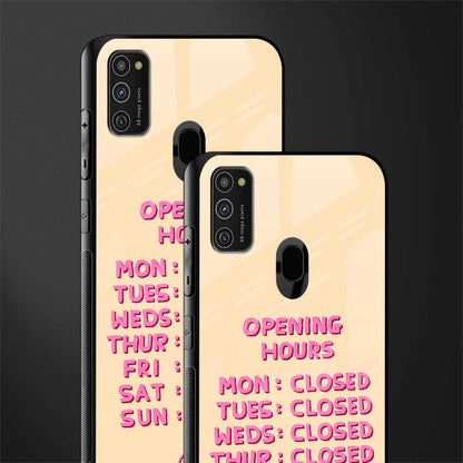 opening hours glass case for samsung galaxy m21 image-2