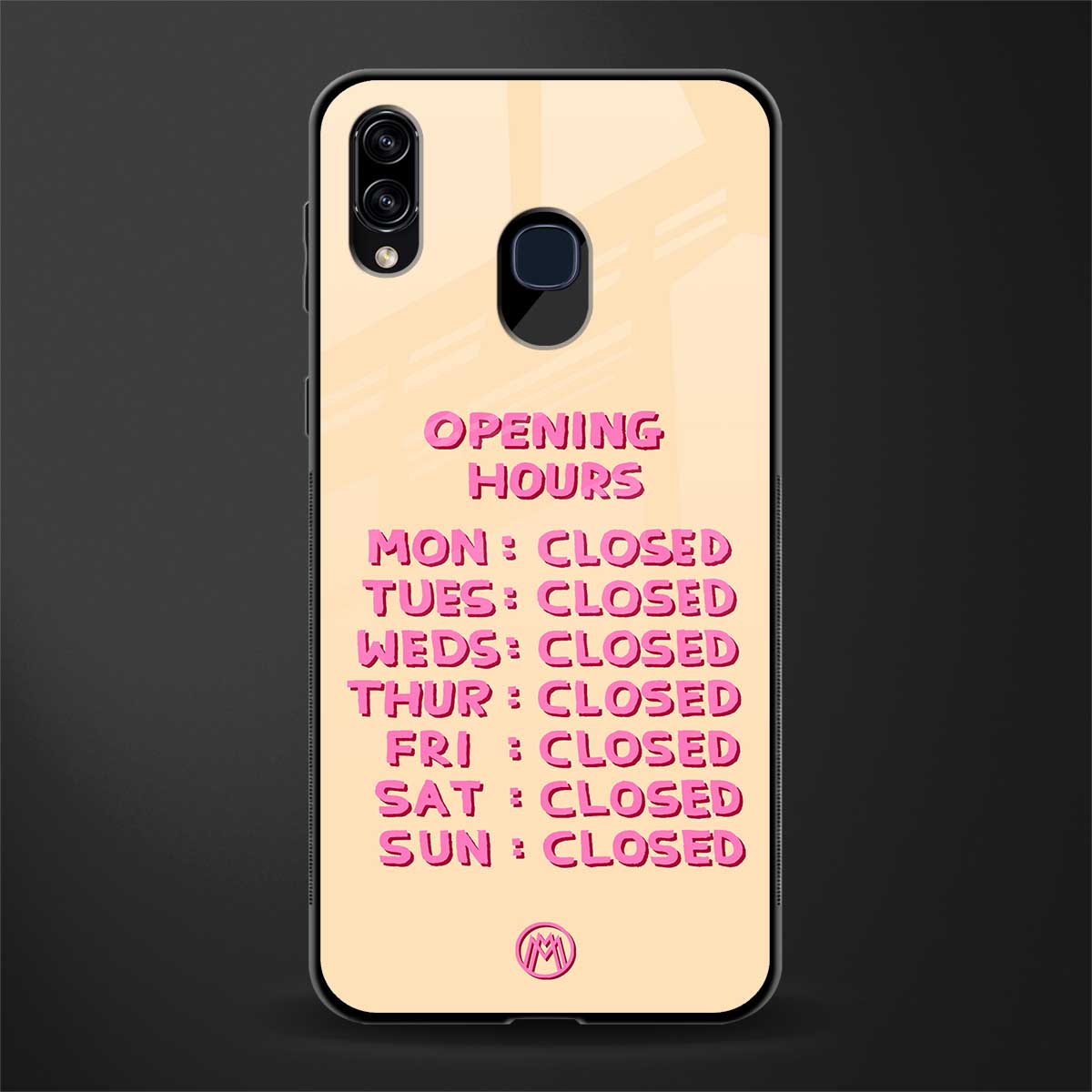 opening hours glass case for samsung galaxy a20 image