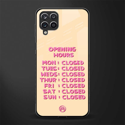 opening hours back phone cover | glass case for samsung galaxy a22 4g