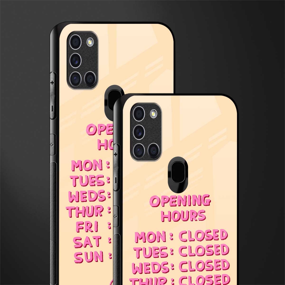 opening hours glass case for samsung galaxy a21s image-2