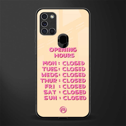 opening hours glass case for samsung galaxy a21s image