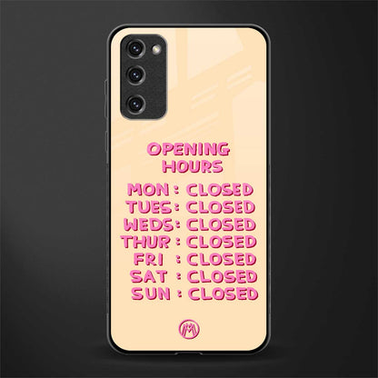 opening hours glass case for samsung galaxy s20 fe image