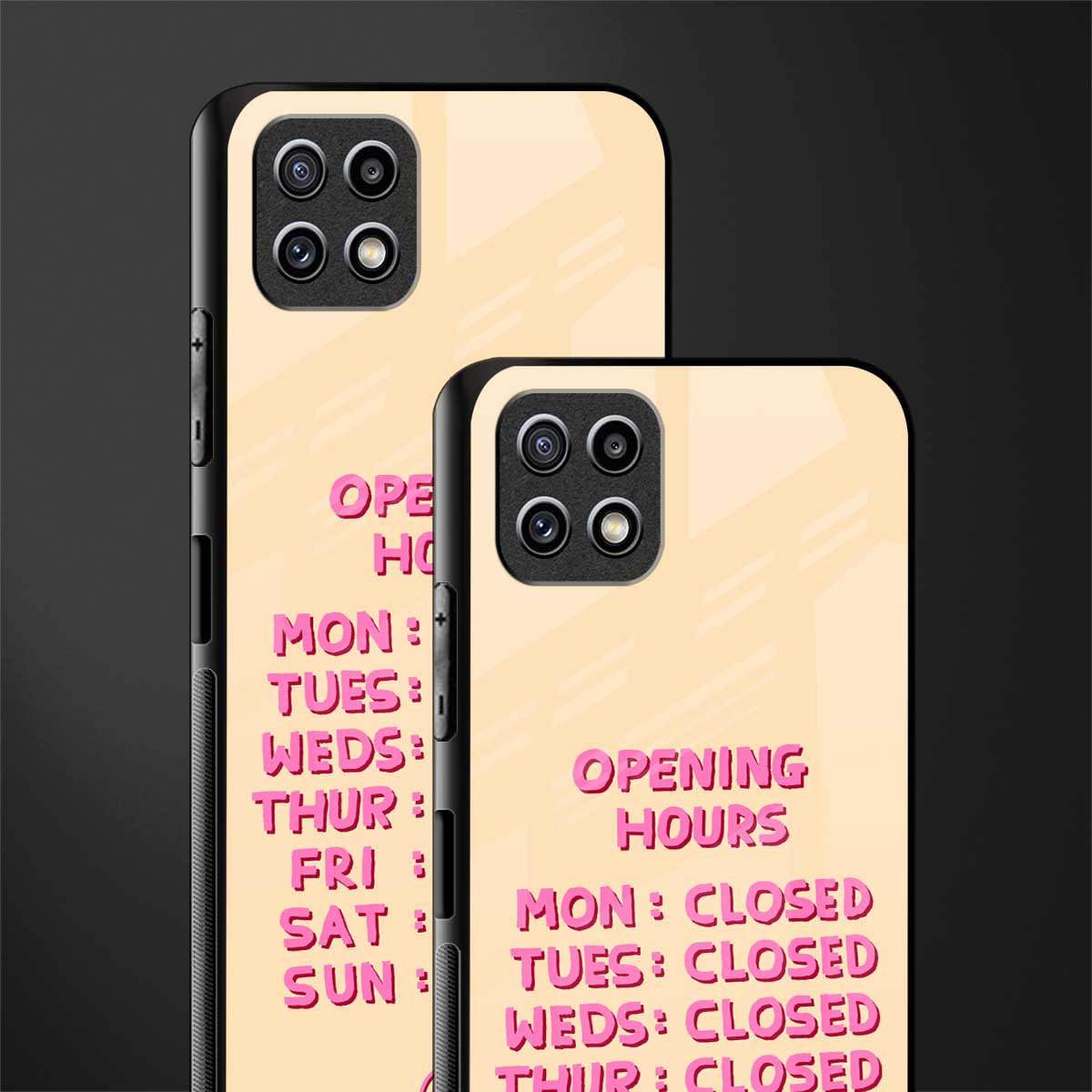 opening hours glass case for samsung galaxy a22 5g image-2