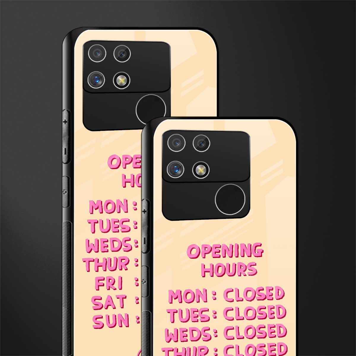 opening hours back phone cover | glass case for realme narzo 50a