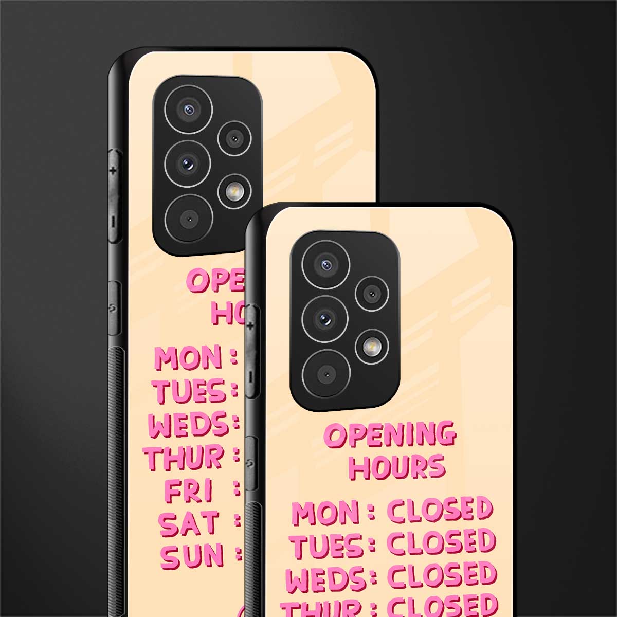 opening hours back phone cover | glass case for samsung galaxy a73 5g