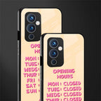 opening hours back phone cover | glass case for oneplus 9