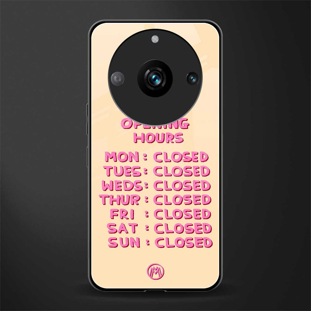 opening hours back phone cover | glass case for realme 11 pro 5g