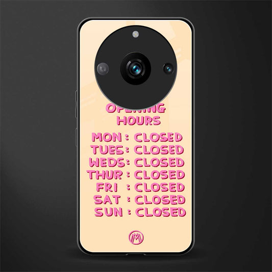 opening hours back phone cover | glass case for realme 11 pro 5g