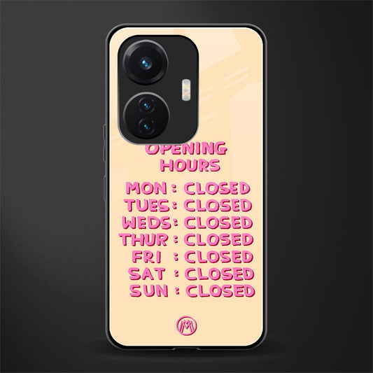 opening hours back phone cover | glass case for vivo t1 44w 4g