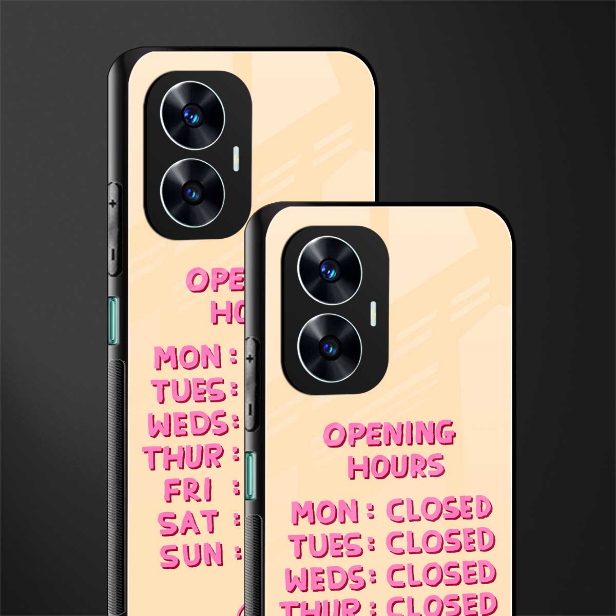 opening hours back phone cover | glass case for realme c55