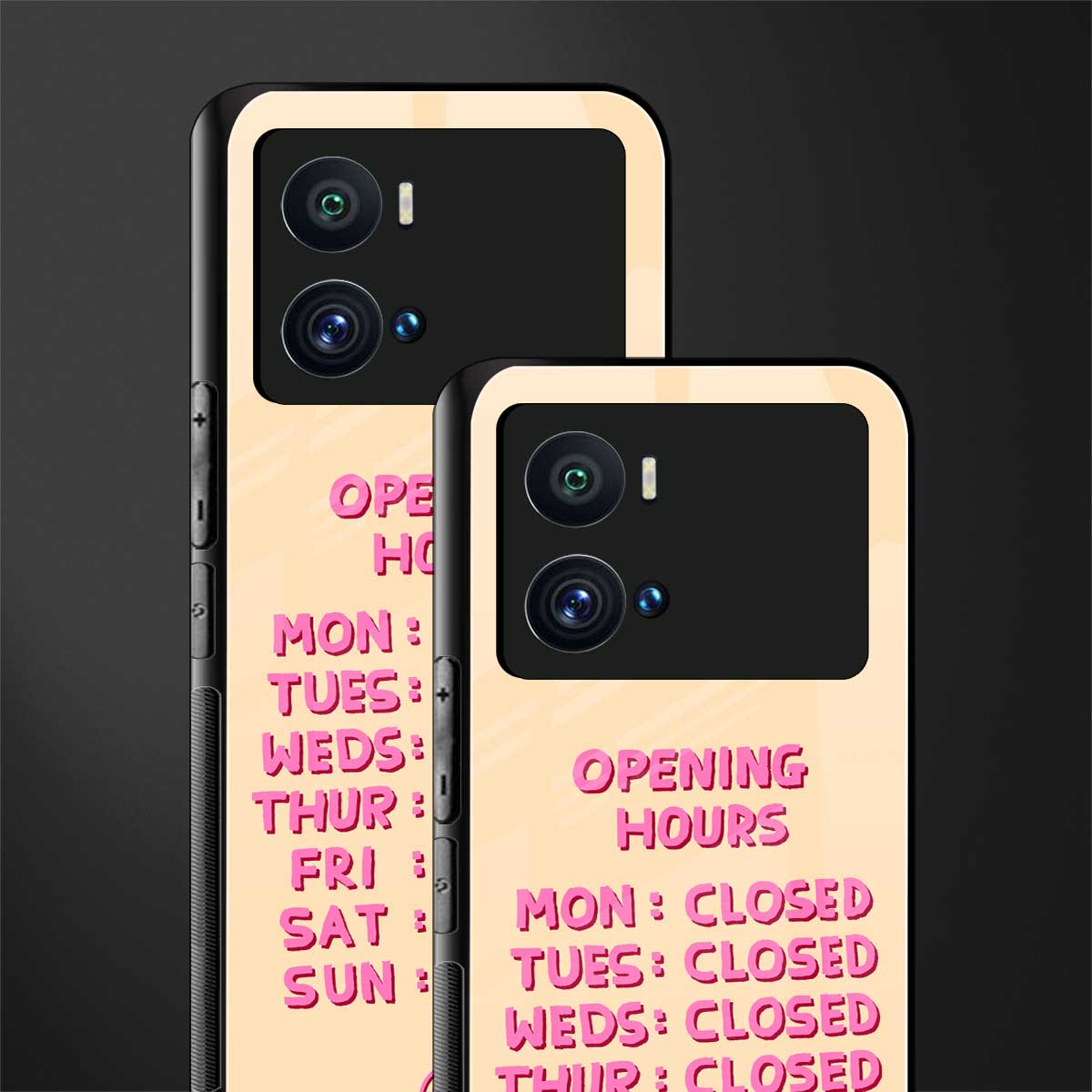 opening hours back phone cover | glass case for iQOO 9 Pro