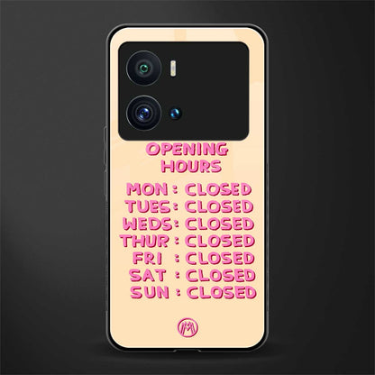 opening hours back phone cover | glass case for iQOO 9 Pro