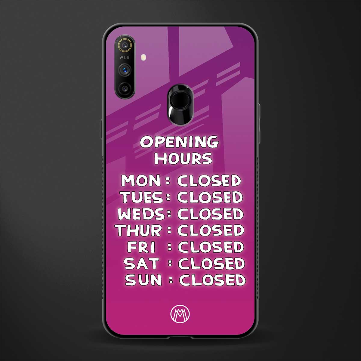 opening hours pink edition glass case for realme narzo 10a image